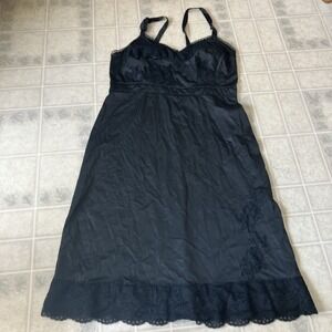 Vintage Charmode Slip 40 tall Black Lace Nylon Lingerie Boudoir Pinup Slip Dress